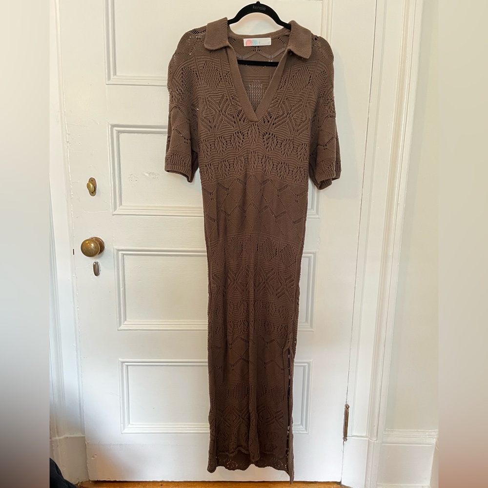 Free People Beach Brown Crochet Dress